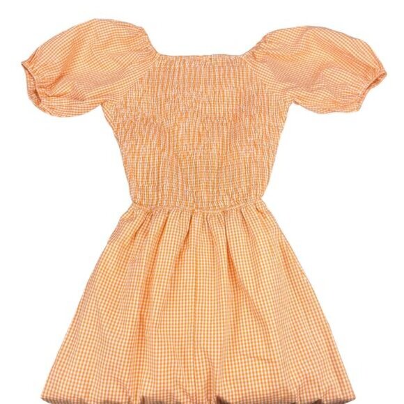 NWT SIM & SAM Gingham Cutout Dress Sz XS Orange White - Picture 5 of 5